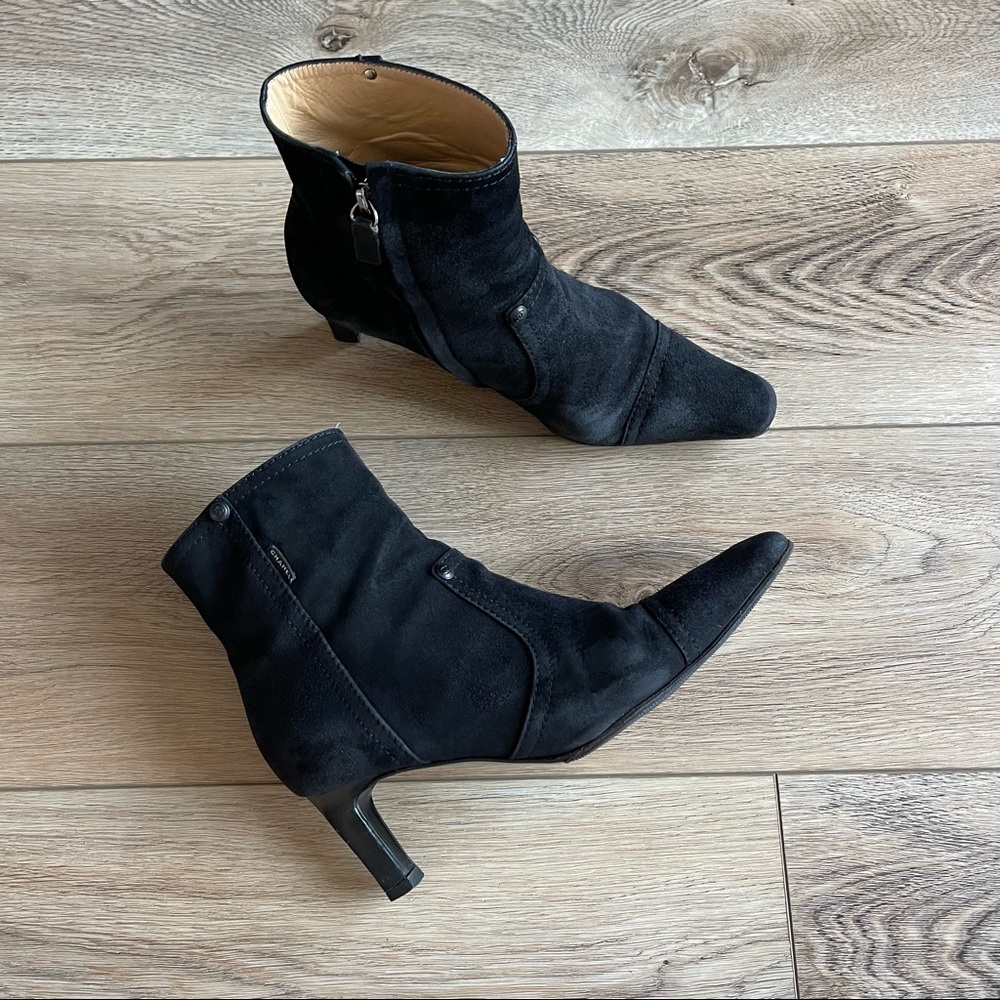 Chanel Black Suede Bootie Heeled Boots
